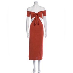 Orange off shoulder dress